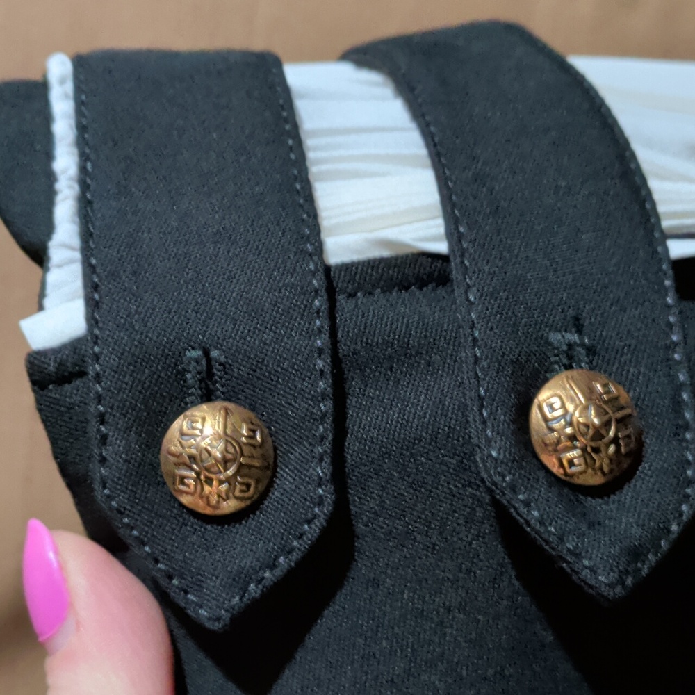 NWT Sz 40 French Givenchy Wool caddy skirt With Plisse Panel and Golden Buttons - Picture 7 of 11